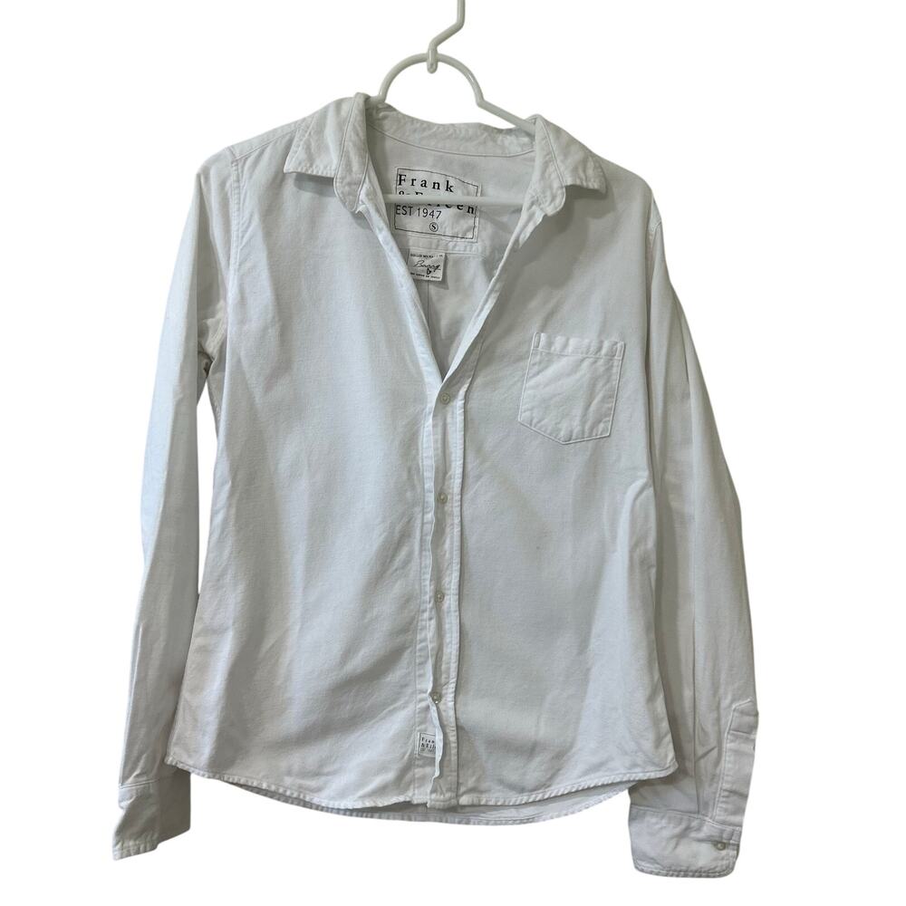 Frank & Eileen Women Medium Barry White Italian Cotton Button Down Shirt Minimal